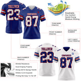 Custom Royal White-Red Reversible Double Side Authentic Football Jersey