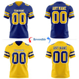 Custom Royal Yellow-White Reversible Double Side Authentic Football Jersey