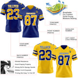 Custom Royal Yellow-White Reversible Double Side Authentic Football Jersey