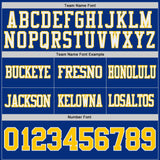 Custom Royal Yellow-White Reversible Double Side Authentic Football Jersey