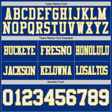 Custom Royal White-Yellow Reversible Double Side Authentic Football Jersey