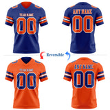 Custom Royal Orange-White Reversible Double Side Authentic Football Jersey