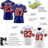 Custom Royal Orange-White Reversible Double Side Authentic Football Jersey