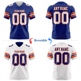 Custom Royal White-Orange Reversible Double Side Authentic Football Jersey