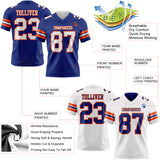 Custom Royal White-Orange Reversible Double Side Authentic Football Jersey