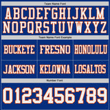 Custom Royal White-Orange Reversible Double Side Authentic Football Jersey