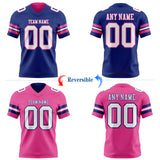 Custom Royal White-Pink Reversible Double Side Authentic Football Jersey