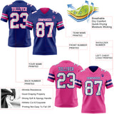 Custom Royal White-Pink Reversible Double Side Authentic Football Jersey