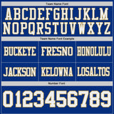 Custom Royal White-Old Gold Reversible Double Side Authentic Football Jersey