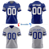 Custom Royal White-Gray Reversible Double Side Authentic Football Jersey