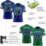 Custom Royal Kelly Green-White Reversible Double Side Authentic Football Jersey