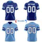 Custom Royal White-Light Blue Reversible Double Side Authentic Football Jersey