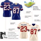 Custom Royal  Cream Reversible Double Side Authentic Football Jersey