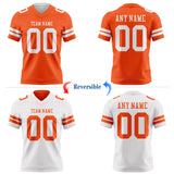 Custom Orange-White Reversible Double Side Authentic Football Jersey