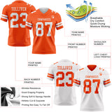 Custom Orange-White Reversible Double Side Authentic Football Jersey