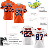 Custom Orange Navy-White Reversible Double Side Authentic Football Jersey