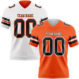 Custom Orange Black-White Reversible Double Side Authentic Football Jersey