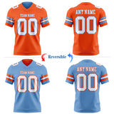 Custom Orange White-Light Blue Reversible Double Side Authentic Football Jersey