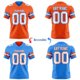 Custom Orange White-Powder Blue Reversible Double Side Authentic Football Jersey