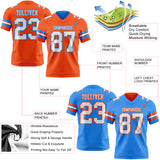 Custom Orange White-Powder Blue Reversible Double Side Authentic Football Jersey