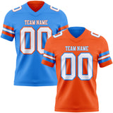 Custom Orange White-Powder Blue Reversible Double Side Authentic Football Jersey