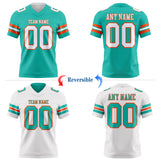 Custom Aqua White-Orange Reversible Double Side Authentic Football Jersey
