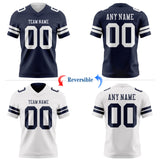 Custom Navy-White Reversible Double Side Authentic Football Jersey
