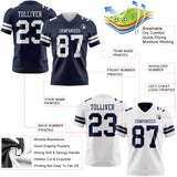 Custom Navy-White Reversible Double Side Authentic Football Jersey
