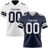 Custom Navy-White Reversible Double Side Authentic Football Jersey