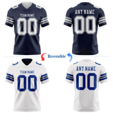 Custom Navy-White Reversible Double Side Authentic Football Jersey