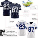 Custom Navy-White Reversible Double Side Authentic Football Jersey