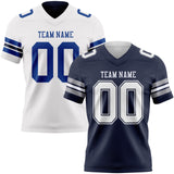 Custom Navy-White Reversible Double Side Authentic Football Jersey