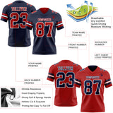 Custom Navy Red-White Reversible Double Side Authentic Football Jersey