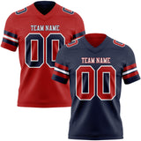 Custom Navy Red-White Reversible Double Side Authentic Football Jersey