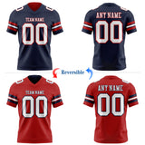 Custom Navy White-Red Reversible Double Side Authentic Football Jersey