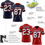 Custom Navy White-Red Reversible Double Side Authentic Football Jersey
