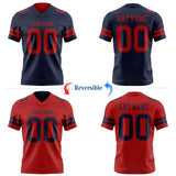 Custom Navy-Red Reversible Double Side Authentic Football Jersey