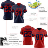 Custom Navy-Red Reversible Double Side Authentic Football Jersey