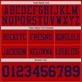 Custom Navy-Red Reversible Double Side Authentic Football Jersey