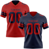 Custom Navy-Red Reversible Double Side Authentic Football Jersey