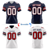 Custom Navy White-Red Reversible Double Side Authentic Football Jersey