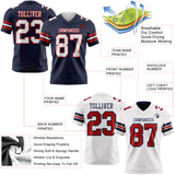 Custom Navy White-Red Reversible Double Side Authentic Football Jersey
