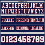 Custom Navy White Gray-Red Reversible Double Side Authentic Football Jersey