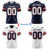 Custom Navy White Gray-Red Reversible Double Side Authentic Football Jersey