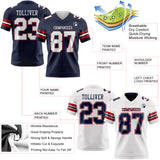 Custom Navy White Gray-Red Reversible Double Side Authentic Football Jersey