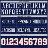 Custom Navy White Gray-Red Reversible Double Side Authentic Football Jersey