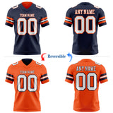 Custom Navy White-Orange Reversible Double Side Authentic Football Jersey