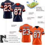 Custom Navy White-Orange Reversible Double Side Authentic Football Jersey