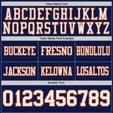 Custom Navy White-Orange Reversible Double Side Authentic Football Jersey
