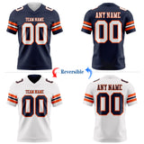 Custom Navy White-Orange Reversible Double Side Authentic Football Jersey